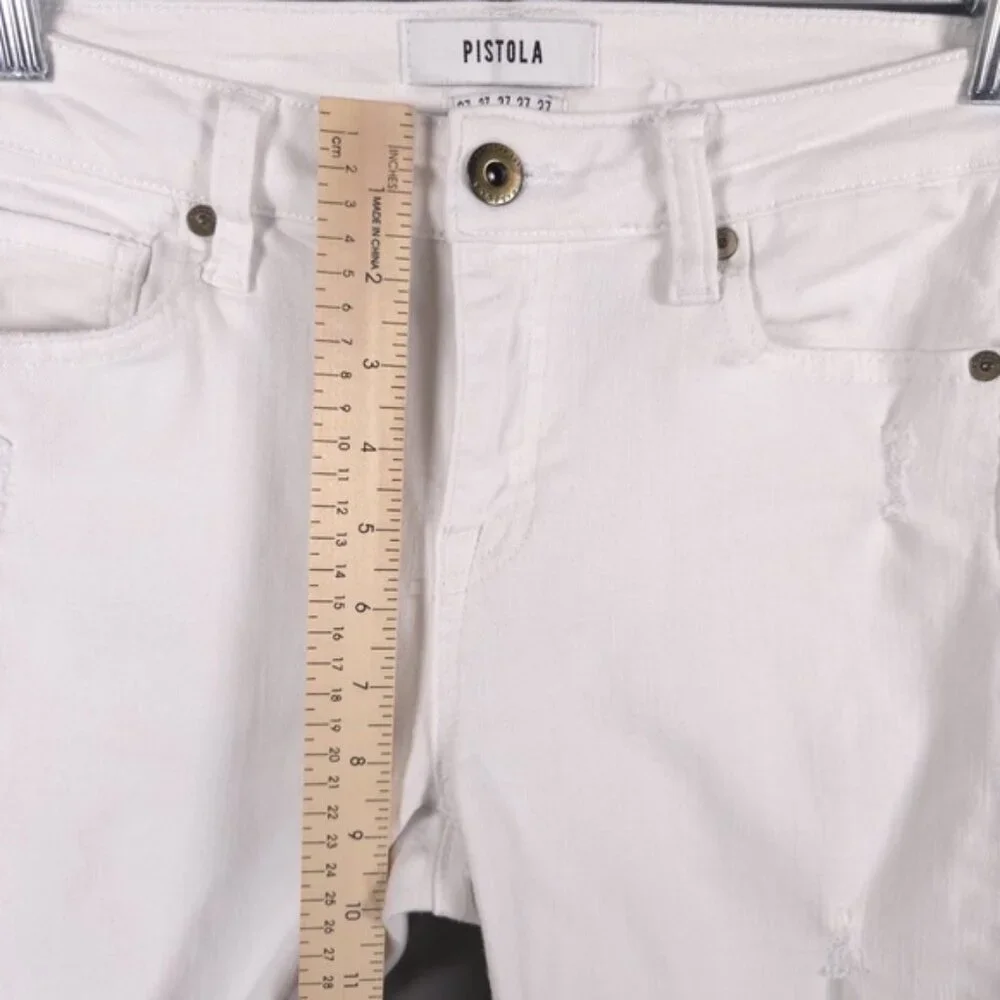 PISTOLA‎ REVOLVE Jeans White MidRise Semi Distressed Skinny P6822FTN-WAK Size 27